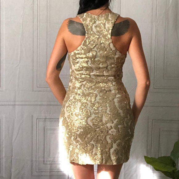 Gold Sequin Racer Back Dress - Picture 2 of 10